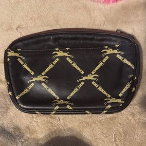 Longchamp Black and Gold Cosmetic Bag